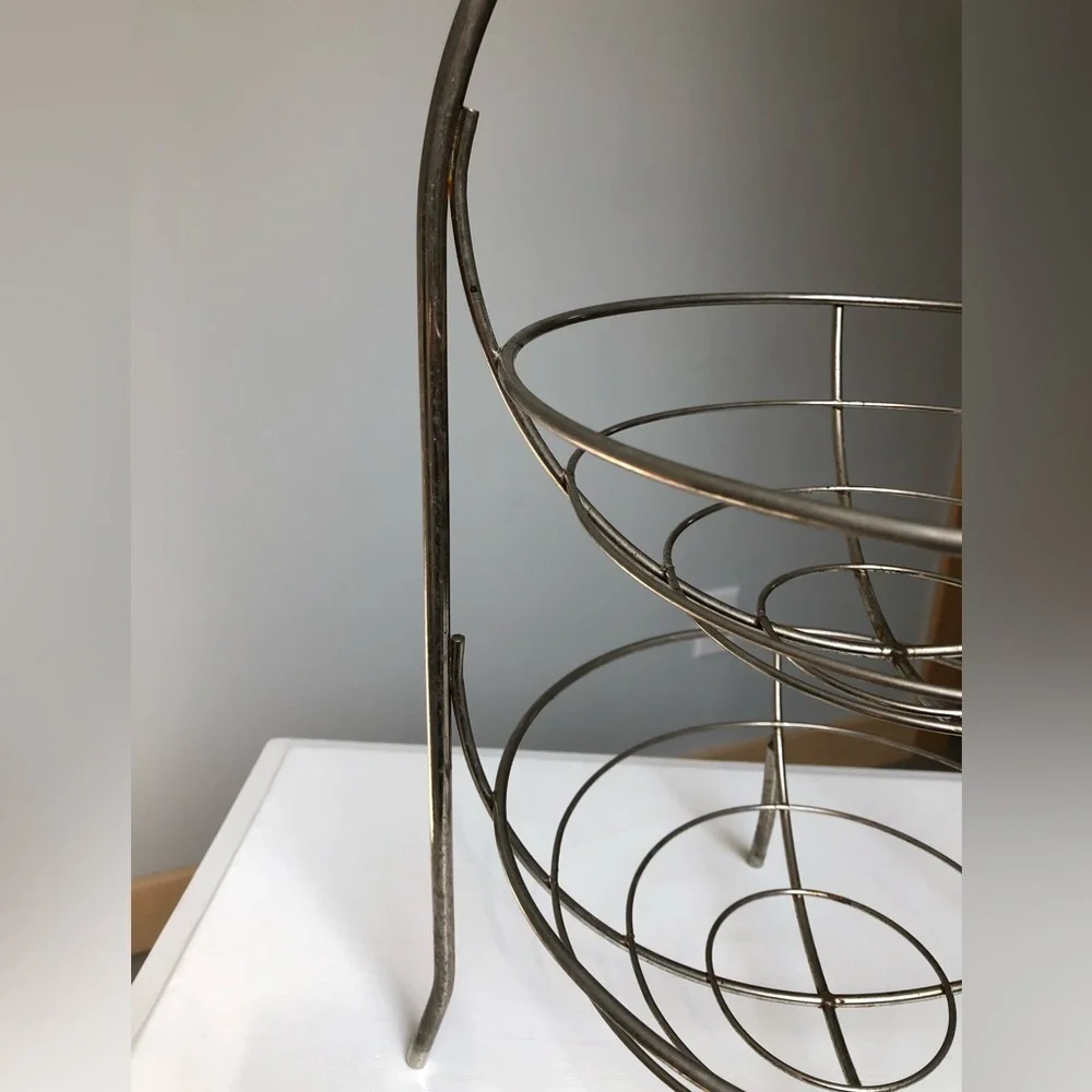 Vintage Two Tier Metal Display Baskets Stand